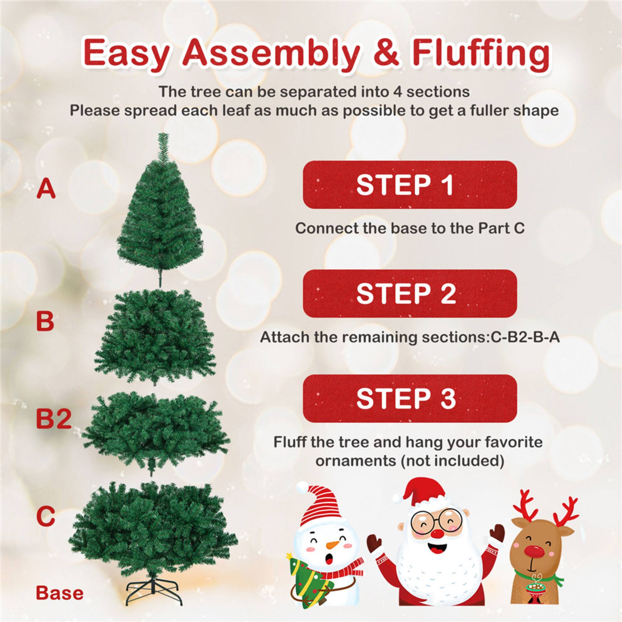 Costway 8ft. Unlit Green Pine Artificial Indoor/Outdoor Christmas Tree with Stand
